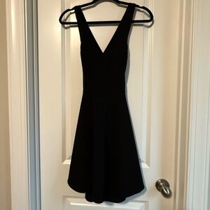 Lulu's Black Sleeveless V-Neck Fit and Flare Mini Dress